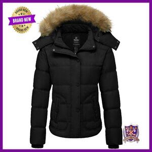 Women's Thick Quilted Puffer Jacket Hooded Winter Coat Warm Parka